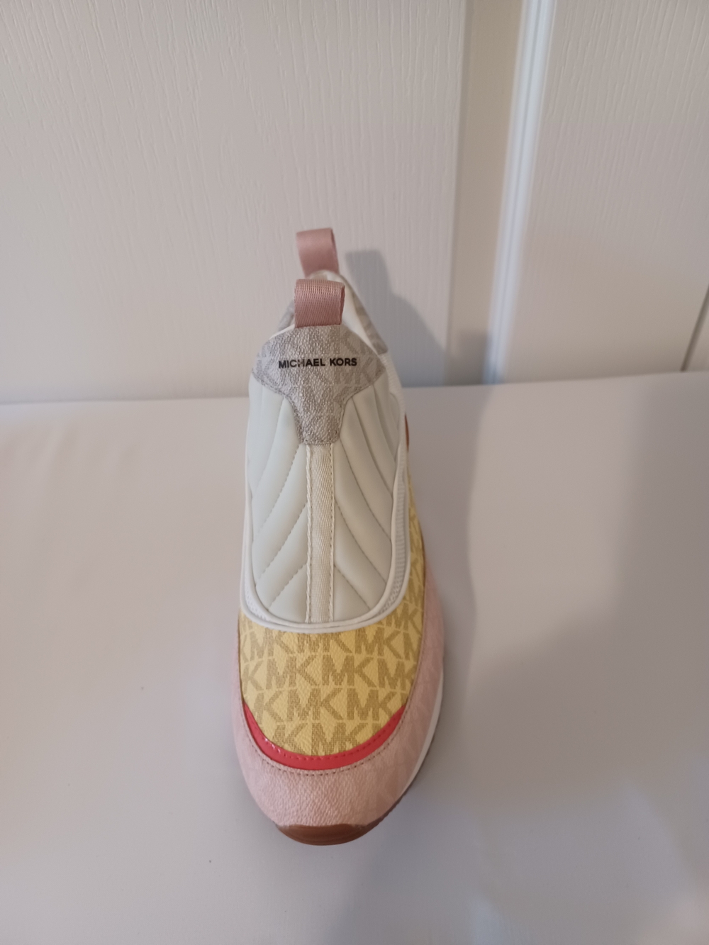Michael Kors Cream, Yellow & Pink Logo Slip-On Sneaker